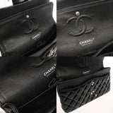 CHANEL シャネル マトラッセ Wフラップ 25cm チェーンショルダー ブラック A01112 レディース エナメル ショルダーバッグ ABランク 中古 銀蔵