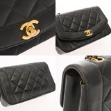 CHANEL シャネル マトラッセ ダイアナ チェーンショルダー 22cm ブラック A01164 レディース ラムスキン ショルダーバッグ Bランク 中古 銀蔵