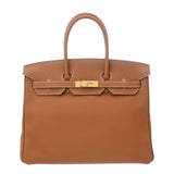 HERMES エルメス バーキン 35 ゴールド X刻印(2016年頃) ユニセックス トゴ ハンドバッグ Aランク 中古 銀蔵