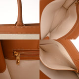 CELINE セリーヌ バーティカルカバ ラージ ホワイト/タン 190402BNZ.02NT レディース キャンバス カーフ トートバッグ ABランク 中古 銀蔵