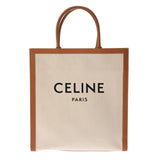 CELINE セリーヌ バーティカルカバ ラージ ホワイト/タン 190402BNZ.02NT レディース キャンバス カーフ トートバッグ ABランク 中古 銀蔵