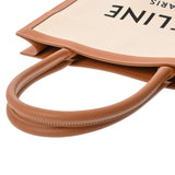 CELINE セリーヌ バーティカルカバ ラージ ホワイト/タン 190402BNZ.02NT レディース キャンバス カーフ トートバッグ ABランク 中古 銀蔵