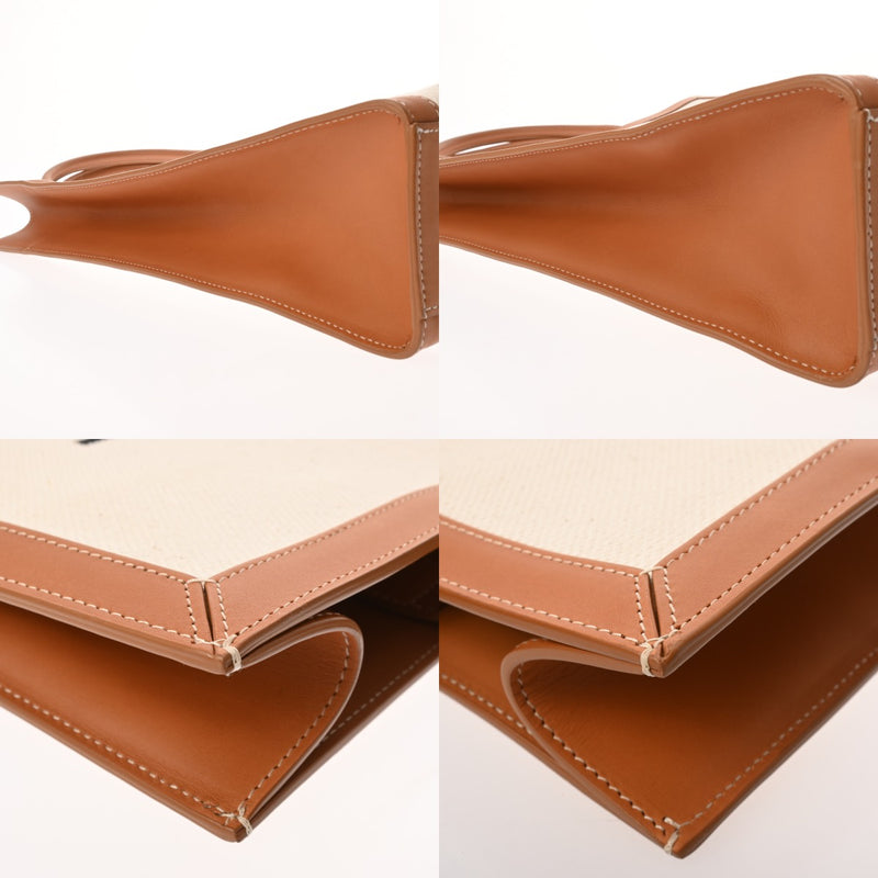 CELINE セリーヌ バーティカルカバ ラージ ホワイト/タン 190402BNZ.02NT レディース キャンバス カーフ トートバッグ ABランク 中古 銀蔵