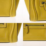 CELINE セリーヌ ラゲージ ナノ イエロー 189243 レディース ドラムドカーフ ハンドバッグ Bランク 中古 銀蔵