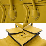CELINE セリーヌ ラゲージ ナノ イエロー 189243 レディース ドラムドカーフ ハンドバッグ Bランク 中古 銀蔵