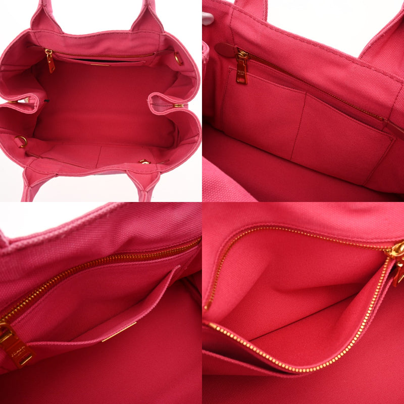 PRADA プラダ カナパ ラージ トート ピンク 1BG642 レディース キャンバス ハンドバッグ Bランク 中古 銀蔵