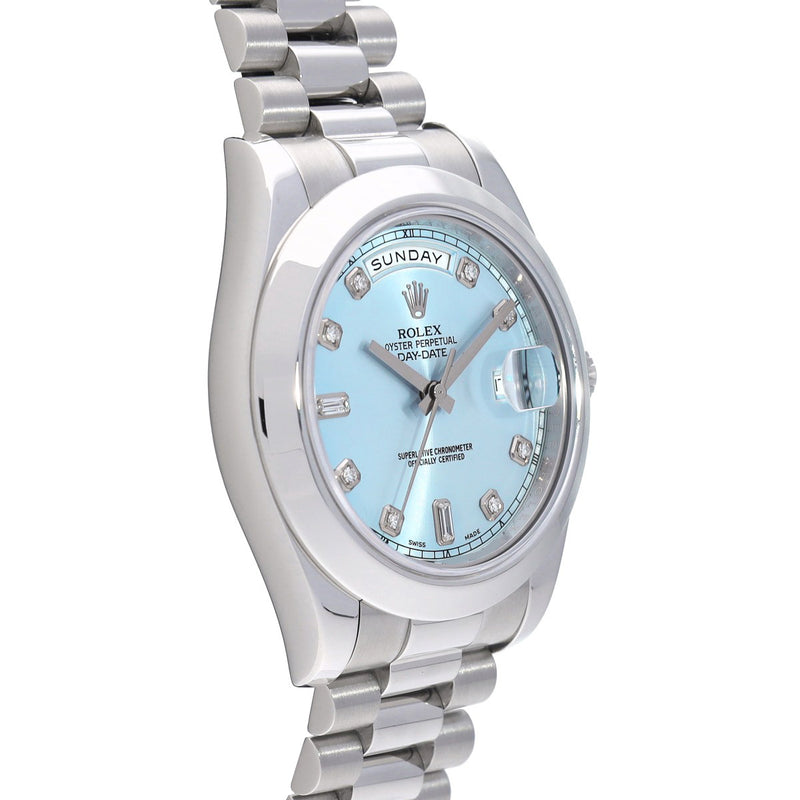 ロレックス デイデイト II 218206 ランダムシリアル アイスブルー/ダイヤモンド メンズ 腕時計 自動巻き 中古 銀蔵