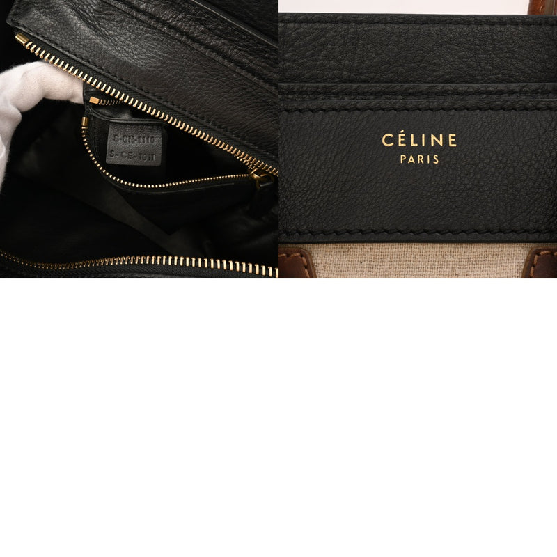 CELINE セリーヌ ラゲージ マイクロショッパー ベージュ 189793 レディース キャンバス レザー ハンドバッグ Bランク 中古 銀蔵