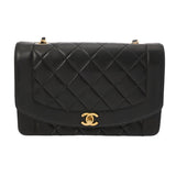 CHANEL シャネル マトラッセ ダイアナ 25cm チェーンショルダー ブラック A01165 レディース ラムスキン ショルダーバッグ ABランク 中古 銀蔵