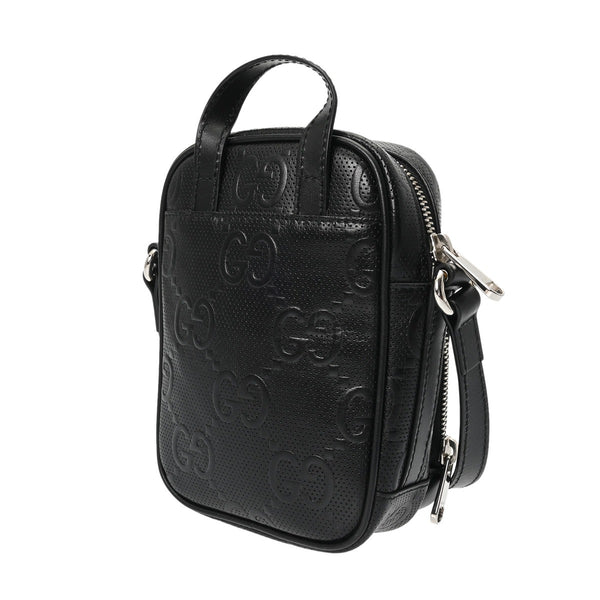 GUCCI グッチ GGエンボス ブラック 658553 メンズ レザー ショルダーバッグ ABランク 中古 銀蔵