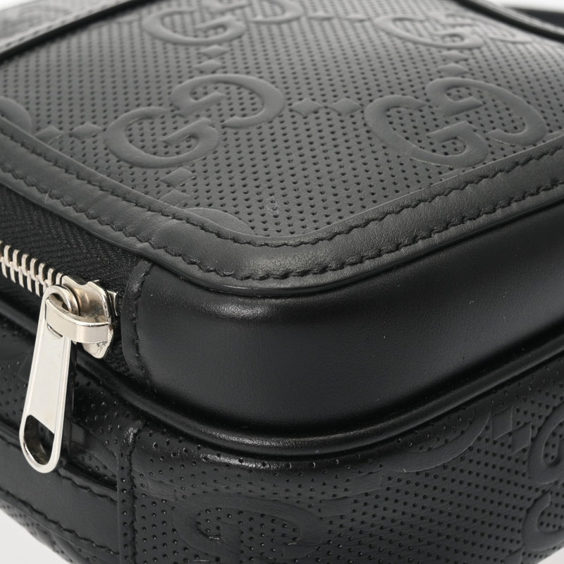 GUCCI グッチ GGエンボス ブラック 658553 メンズ レザー ショルダーバッグ ABランク 中古 銀蔵