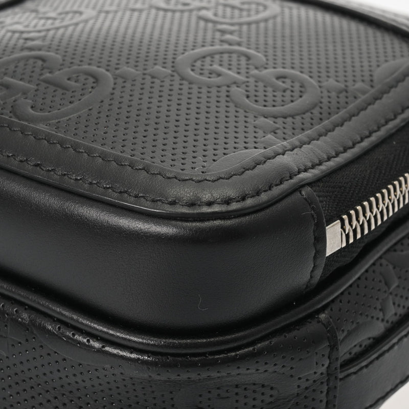 GUCCI グッチ GGエンボス ブラック 658553 メンズ レザー ショルダーバッグ ABランク 中古 銀蔵