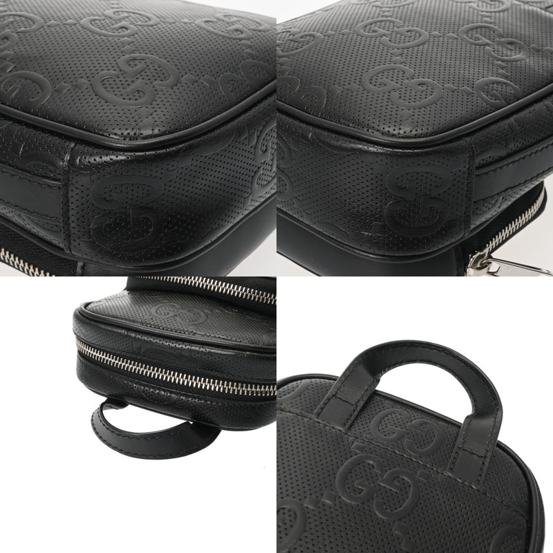 GUCCI グッチ GGエンボス ブラック 658553 メンズ レザー ショルダーバッグ ABランク 中古 銀蔵