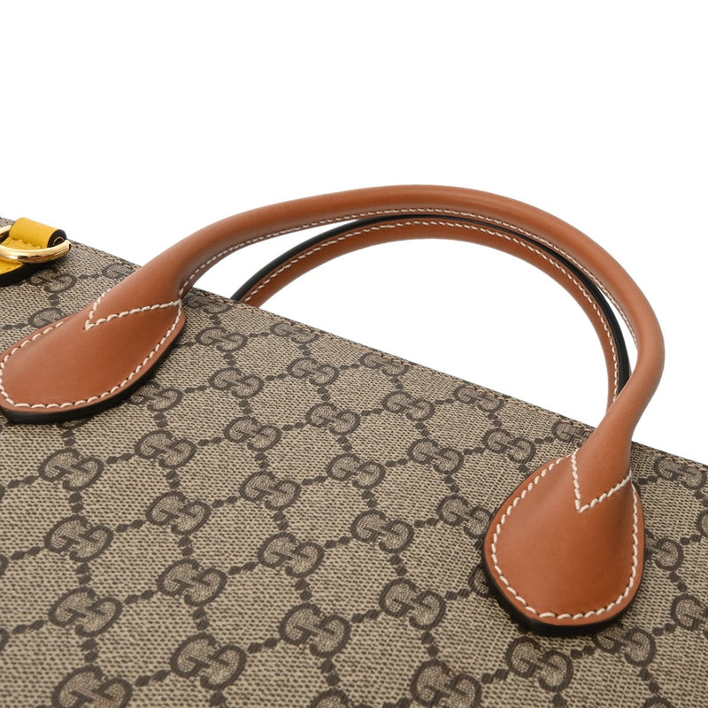 GUCCI グッチ GGスプリーム 2WAYトート ベージュ/イエロー 680956 ユニセックス レザー ハンドバッグ Aランク 中古 銀蔵