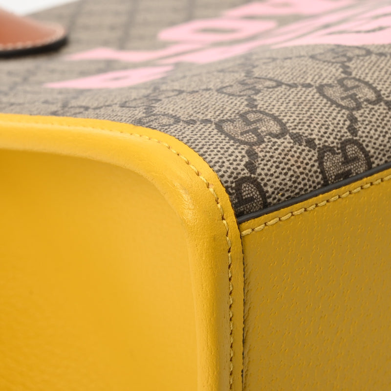 GUCCI グッチ GGスプリーム 2WAYトート ベージュ/イエロー 680956 ユニセックス レザー ハンドバッグ Aランク 中古 銀蔵