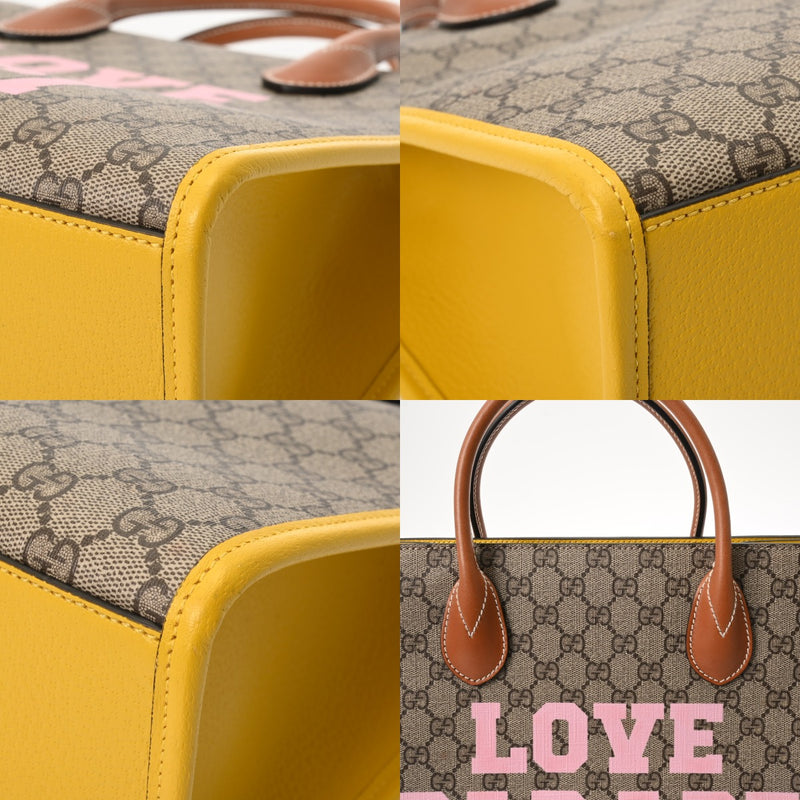 GUCCI グッチ GGスプリーム 2WAYトート ベージュ/イエロー 680956 ユニセックス レザー ハンドバッグ Aランク 中古 銀蔵