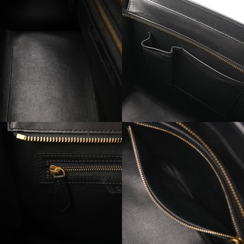 CELINE セリーヌ ラゲージ ミニショッパー ブラック/ブルー/グレー 165213 レディース スムースカーフ/スエード ハンドバッグ Bランク 中古 銀蔵