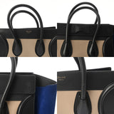 CELINE セリーヌ ラゲージ ミニショッパー ブラック/ブルー/グレー 165213 レディース スムースカーフ/スエード ハンドバッグ Bランク 中古 銀蔵