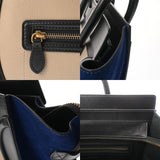 CELINE セリーヌ ラゲージ ミニショッパー ブラック/ブルー/グレー 165213 レディース スムースカーフ/スエード ハンドバッグ Bランク 中古 銀蔵