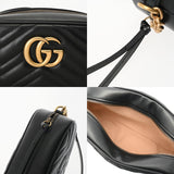 GUCCI グッチ GGマーモント スモールカメラバッグ ブラック 447632 レディース レザー ショルダーバッグ Aランク 中古 銀蔵