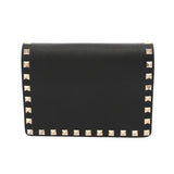 Valentino ヴァレンチノ ロックスタッズ ブラック レディース レザー ショルダーバッグ Aランク 中古 銀蔵