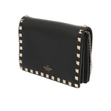 Valentino ヴァレンチノ ロックスタッズ ブラック レディース レザー ショルダーバッグ Aランク 中古 銀蔵
