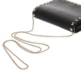 Valentino ヴァレンチノ ロックスタッズ ブラック レディース レザー ショルダーバッグ Aランク 中古 銀蔵