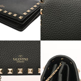 Valentino ヴァレンチノ ロックスタッズ ブラック レディース レザー ショルダーバッグ Aランク 中古 銀蔵