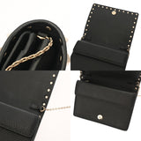 Valentino ヴァレンチノ ロックスタッズ ブラック レディース レザー ショルダーバッグ Aランク 中古 銀蔵