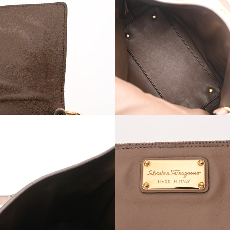 SALVATORE FERRAGAMO フェラガモ 2WAY スモーキーピンク レディース レザー ショルダーバッグ ABランク 中古 銀蔵