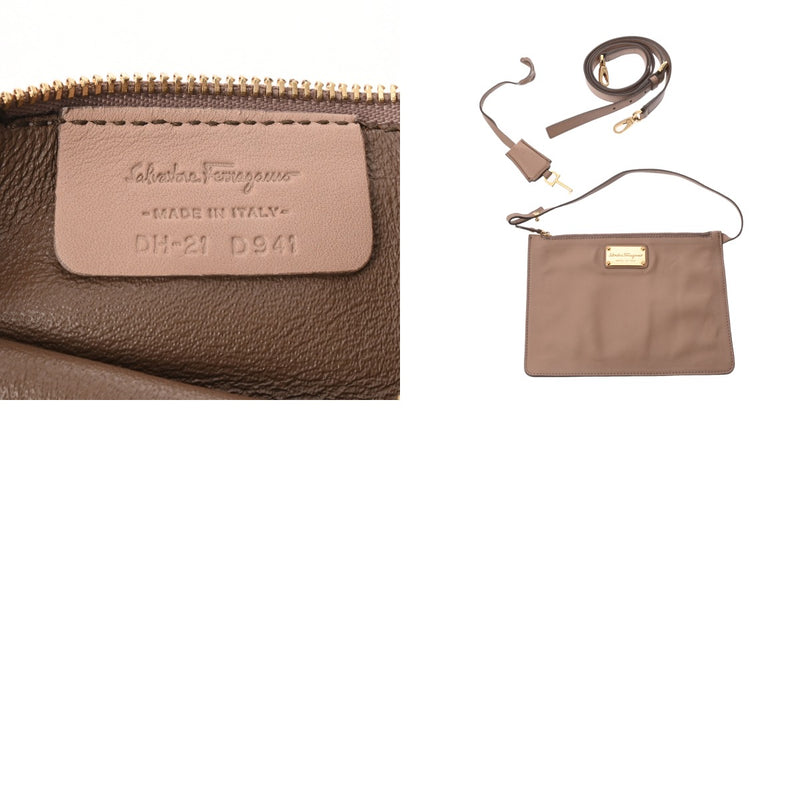 SALVATORE FERRAGAMO フェラガモ 2WAY スモーキーピンク レディース レザー ショルダーバッグ ABランク 中古 銀蔵