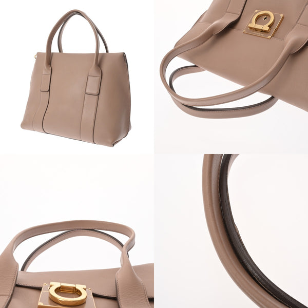 SALVATORE FERRAGAMO フェラガモ 2WAY スモーキーピンク レディース レザー ショルダーバッグ ABランク 中古 銀蔵