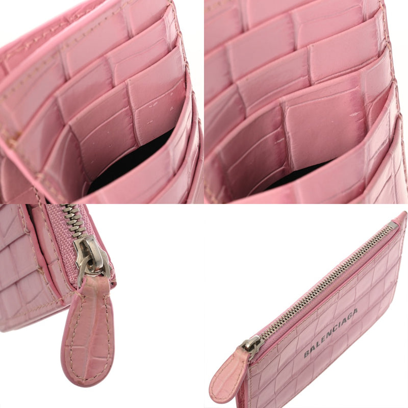 BALENCIAGA バレンシアガ キャッシュ ピンク 637130 レディース 型押しレザー コインケース Bランク 中古 銀蔵