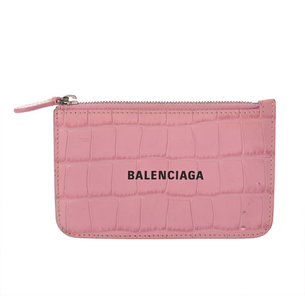 BALENCIAGA バレンシアガ キャッシュ ピンク 637130 レディース 型押しレザー コインケース Bランク 中古 銀蔵