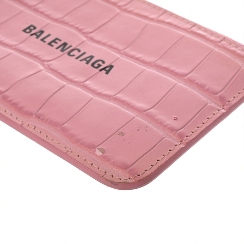 BALENCIAGA バレンシアガ キャッシュ ピンク 637130 レディース 型押しレザー コインケース Bランク 中古 銀蔵