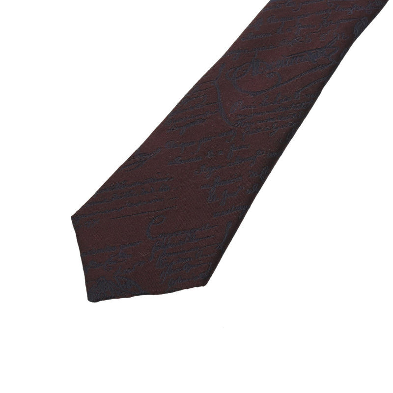 BERLUTI ベルルッティ カリグラフィ ボルドー メンズ シルク100% ネクタイ 未使用 銀蔵