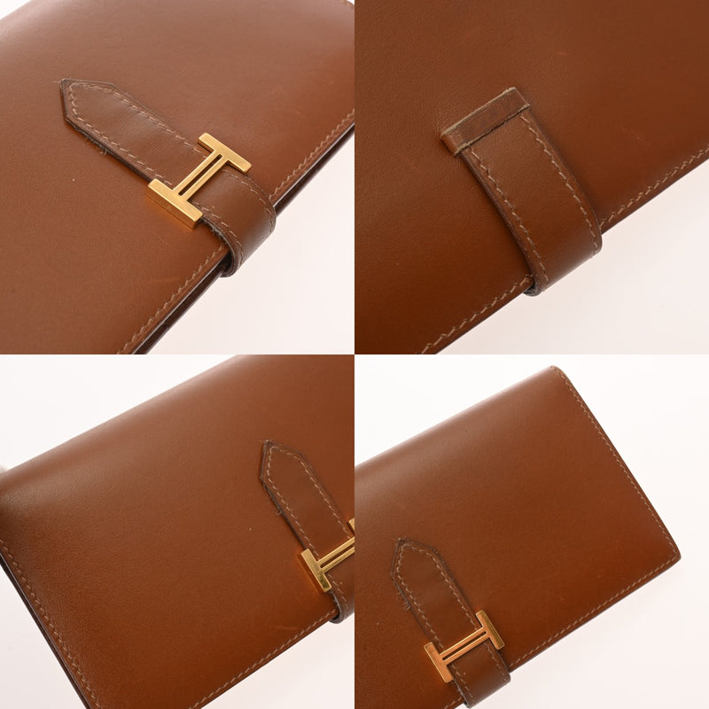 HERMES エルメス ベアンクラシック フォーブ □L刻印(2008年頃) レディース ボックスカーフ 長財布 Bランク 中古 銀蔵