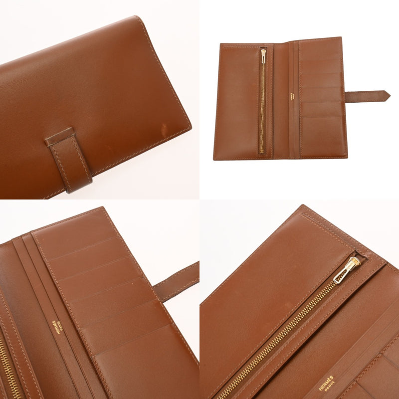 HERMES エルメス ベアンクラシック フォーブ □L刻印(2008年頃) レディース ボックスカーフ 長財布 Bランク 中古 銀蔵