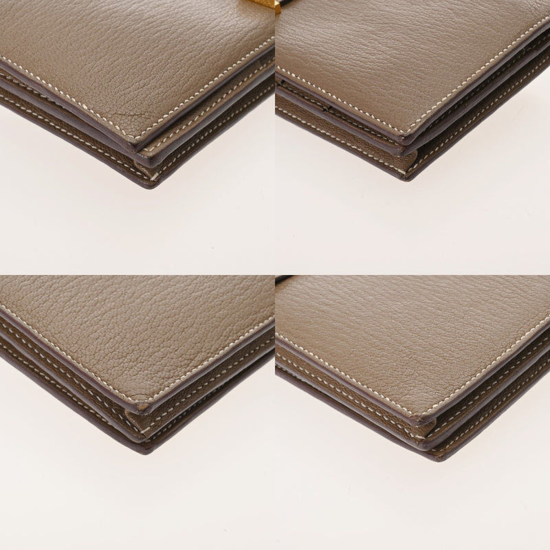 HERMES エルメス ベアン スフレ エトゥープ B刻印(2023年頃) レディース シェーブル 長財布 Bランク 中古 銀蔵