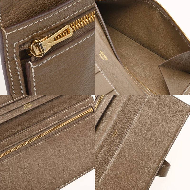 HERMES エルメス ベアン スフレ エトゥープ B刻印(2023年頃) レディース シェーブル 長財布 Bランク 中古 銀蔵