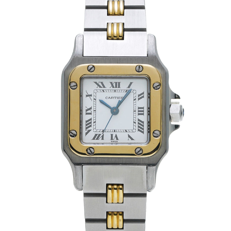 カルティエ サントスガルベ ゴドロンブレス アンティーク ホワイト レディース 腕時計 自動巻き 中古 銀蔵