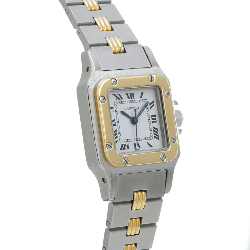 カルティエ サントスガルベ ゴドロンブレス アンティーク ホワイト レディース 腕時計 自動巻き 中古 銀蔵
