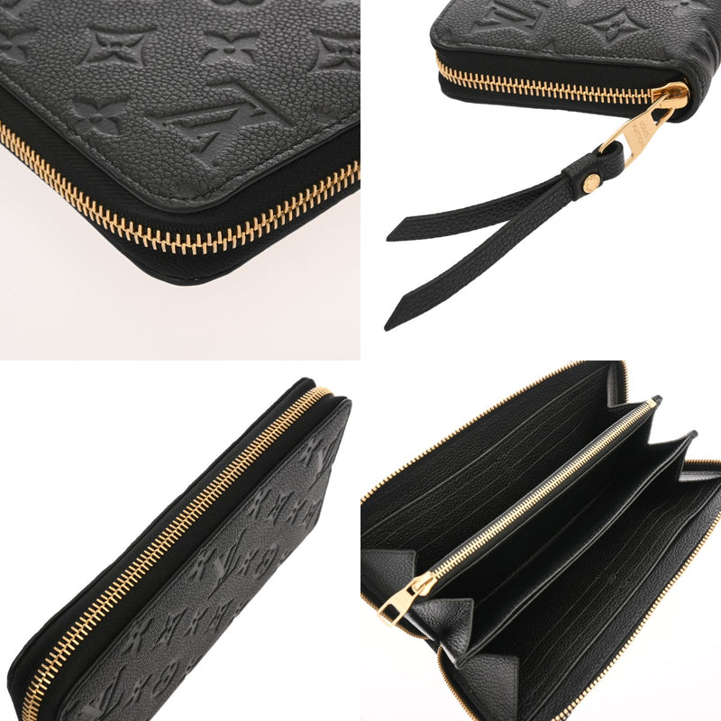 LOUIS VUITTON ルイヴィトン モノグラムアンプラント ジッピーウォレット ノワール M61864 レディース レザー 長財布 ABランク 中古 銀蔵