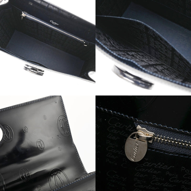 CARTIER カルティエ ハッピーバースデー ブラック レディース レザー ハンドバッグ ABランク 中古 銀蔵