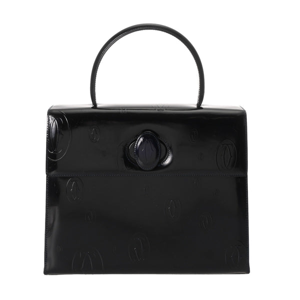 CARTIER カルティエ ハッピーバースデー ブラック レディース レザー ハンドバッグ ABランク 中古 銀蔵