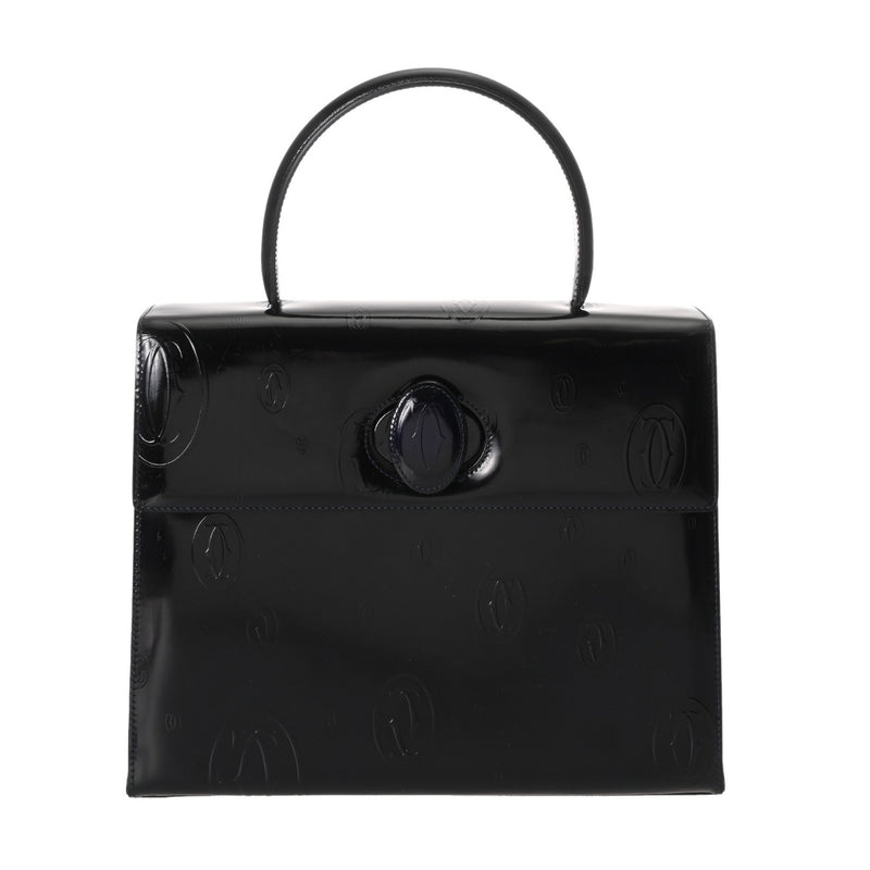CARTIER カルティエ ハッピーバースデー ブラック レディース レザー ハンドバッグ ABランク 中古 銀蔵