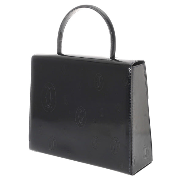 CARTIER カルティエ ハッピーバースデー ブラック レディース レザー ハンドバッグ ABランク 中古 銀蔵