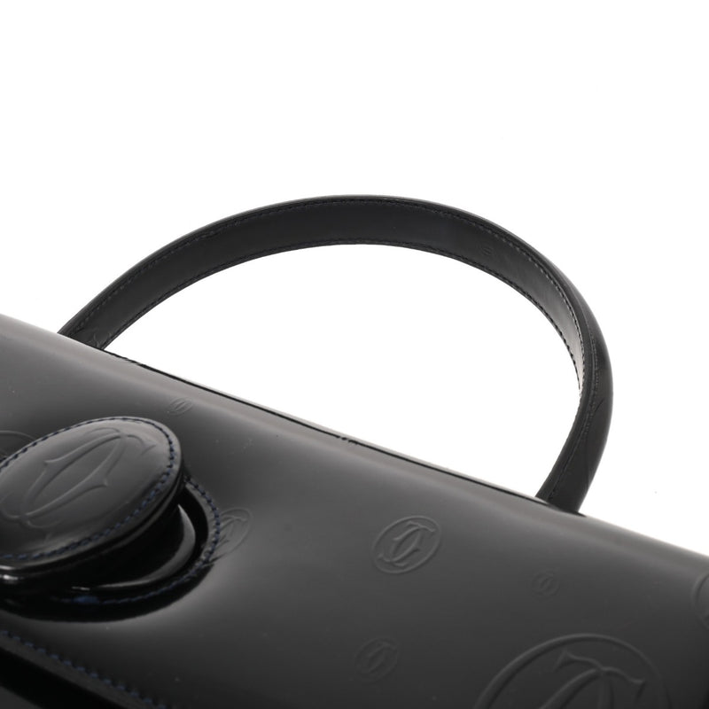 CARTIER カルティエ ハッピーバースデー ブラック レディース レザー ハンドバッグ ABランク 中古 銀蔵