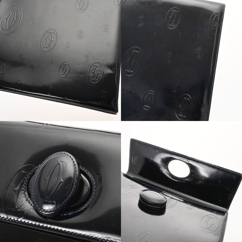 CARTIER カルティエ ハッピーバースデー ブラック レディース レザー ハンドバッグ ABランク 中古 銀蔵