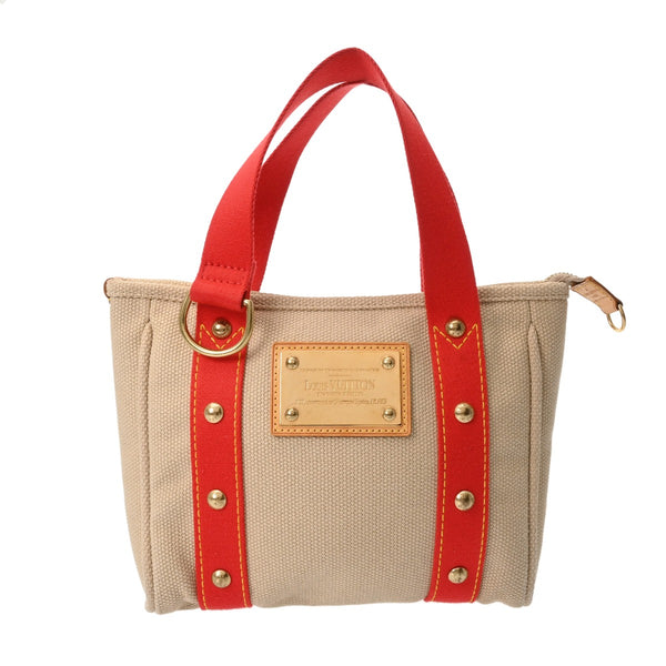 LOUIS VUITTON ルイヴィトン アンティグア カバ PM ベージュ M40038 レディース コットンキャンバス ハンドバッグ ABランク 中古 銀蔵